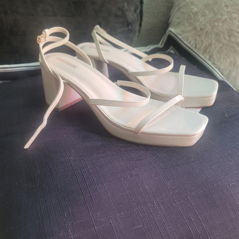 Cushonaire Cream Strappy Block Heels